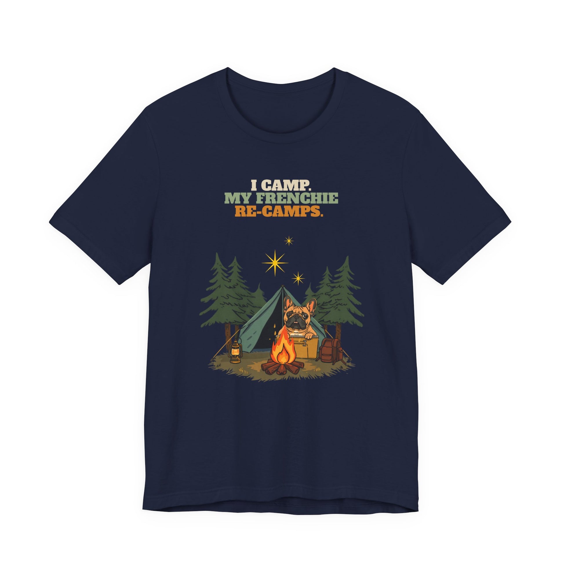 Frenchie camping tee lifestyle shot two