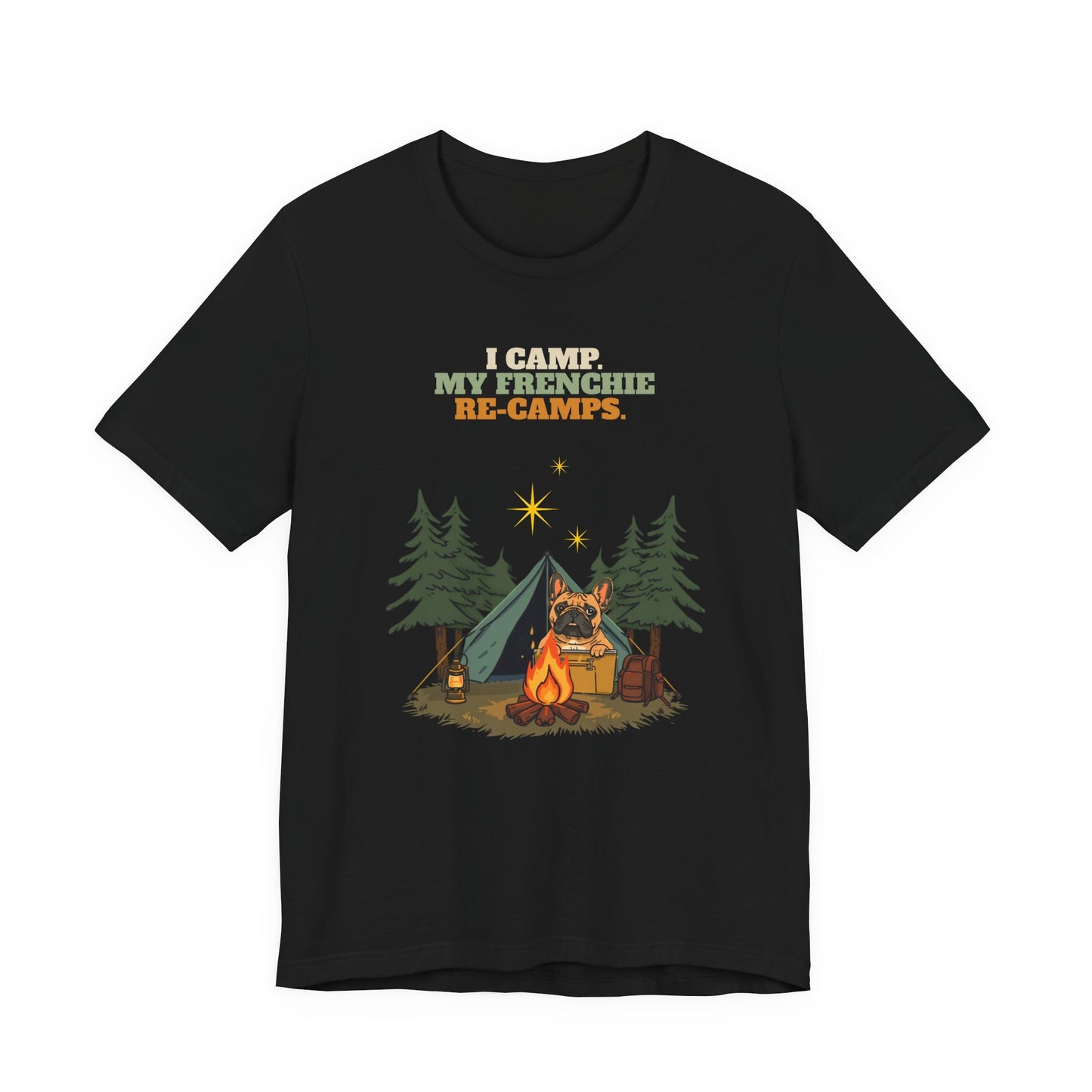Frenchie camping t-shirt colour option