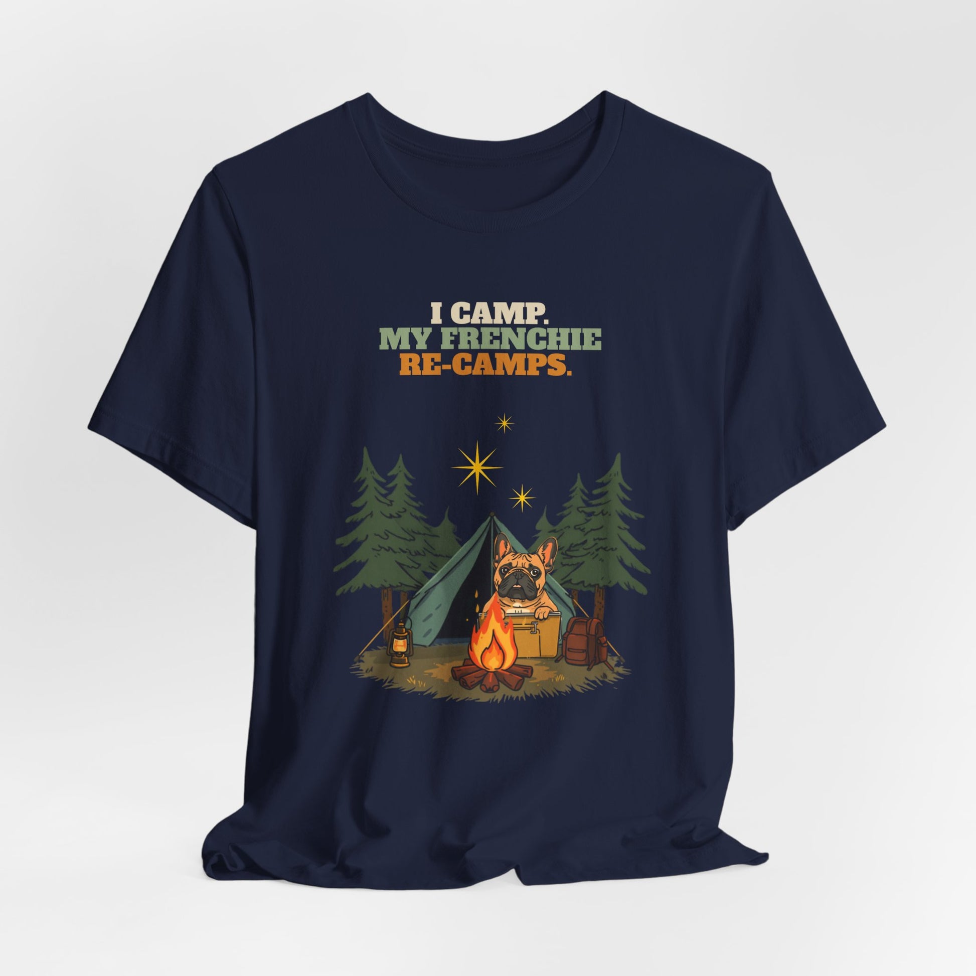 Frenchie camping t-shirt final product photo