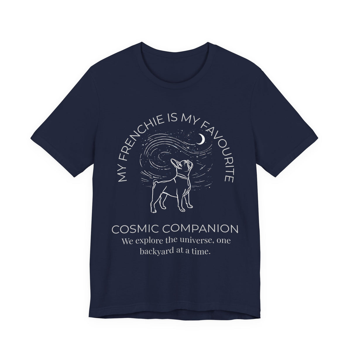 Frenchie Cosmic Companion T-Shirt lifestyle photo