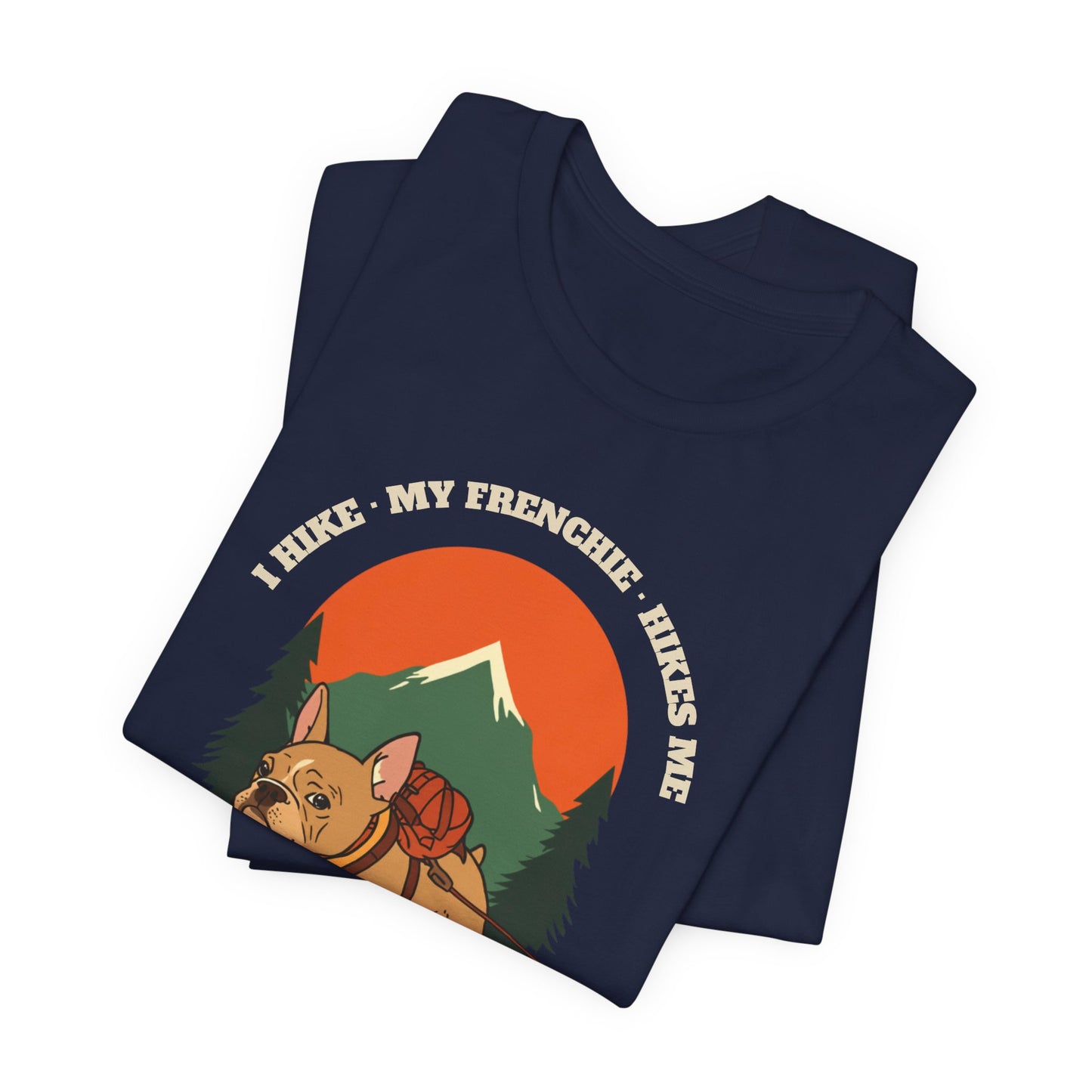 Frenchie hiking dog t-shirt gift wrapped photo