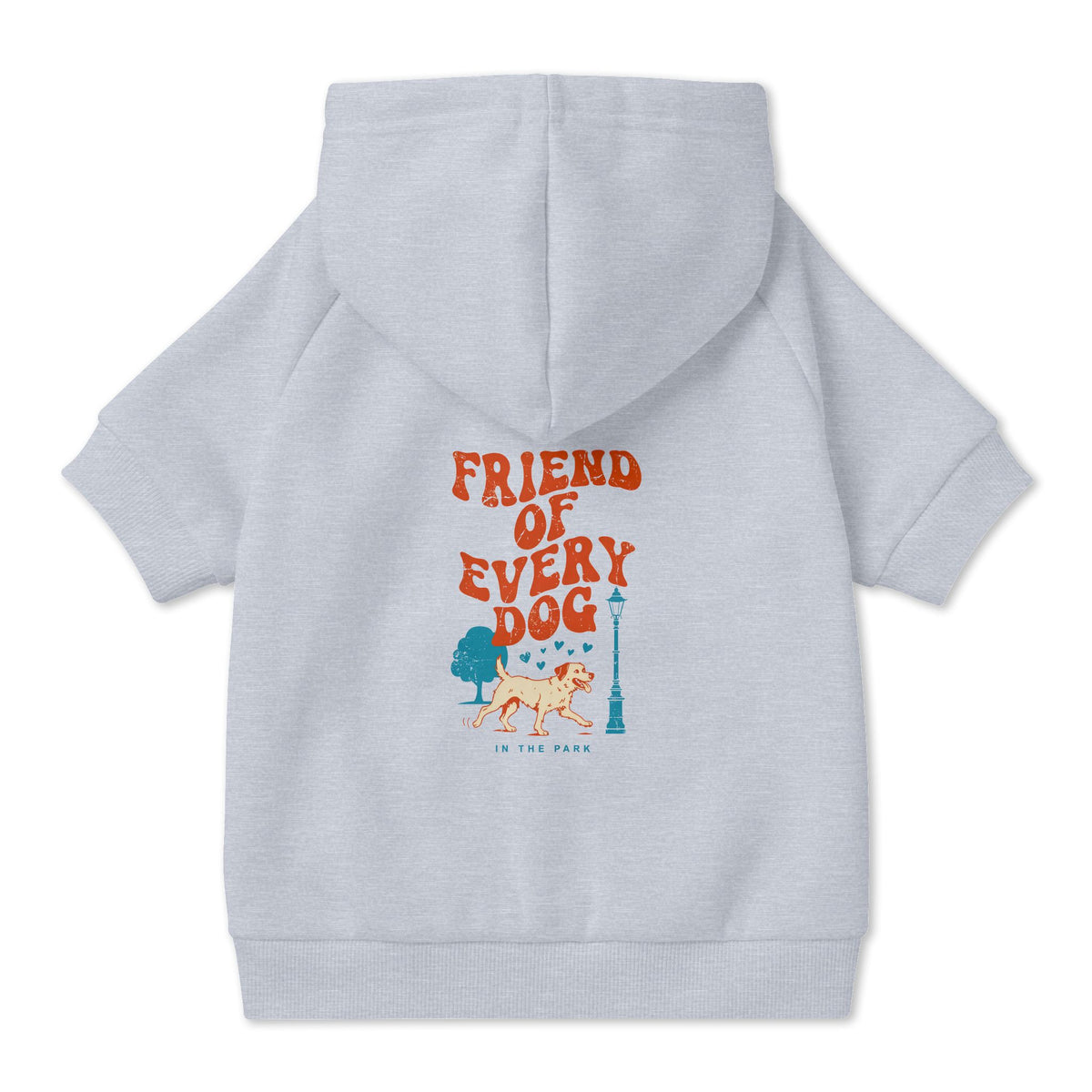 Friend of Every Dog Dog Hoodie in Grey, back view — SniffWaggleNWalk™