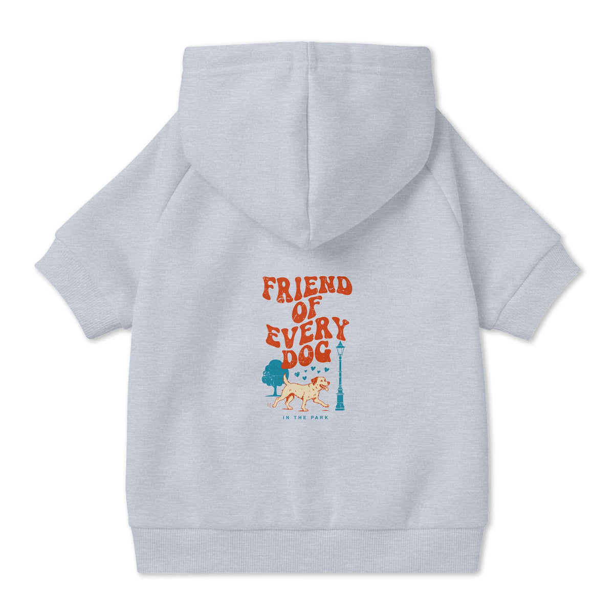 Friend of Every Dog Dog Hoodie in Grey, back view — SniffWaggleNWalk™