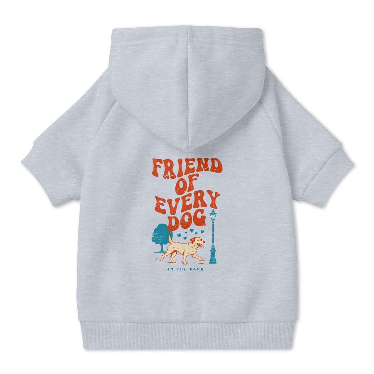 Friend of Every Dog Dog Hoodie in Grey, back view — SniffWaggleNWalk™