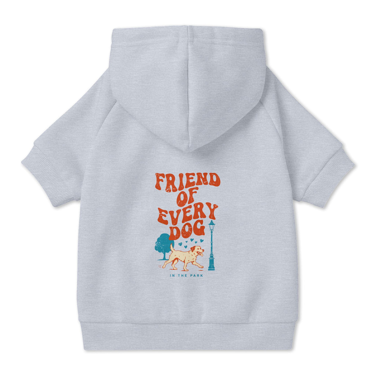 Friend of Every Dog Dog Hoodie in Grey, back view — SniffWaggleNWalk™