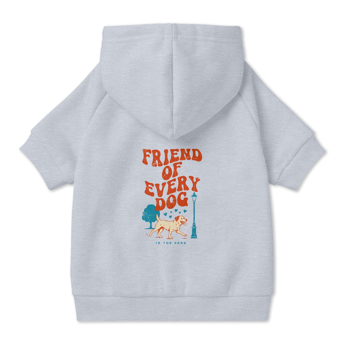 Friend of Every Dog Dog Hoodie in Grey, back view — SniffWaggleNWalk™