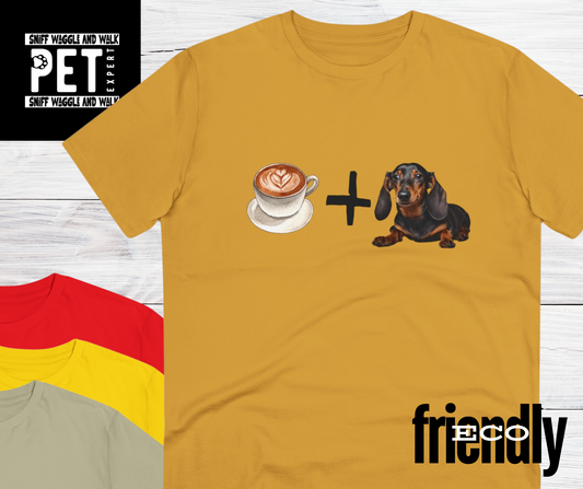 "COFFEE AND DACHSUNDS" Organic T-shirt - Unisex soft Eco Friendly Dachshund T-shirt