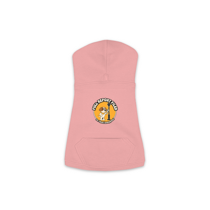 Full Report Filed Dog Hoodie in Mauvelous, sizes XS to M