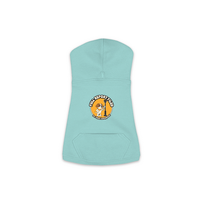 Full Report Filed Dog Hoodie in Saltwater, sizes XS to M