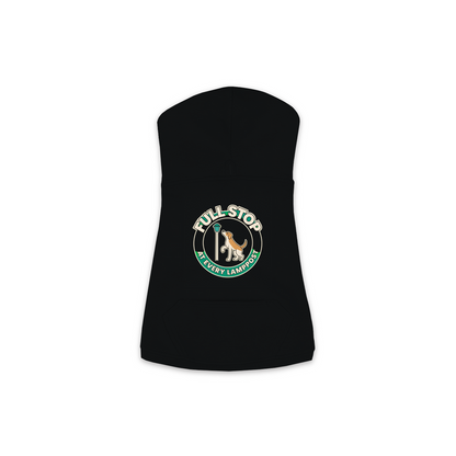 Full Stop At Every Lamppost Dog Hoodie in Black, sizes XS-M — funny dog walk print