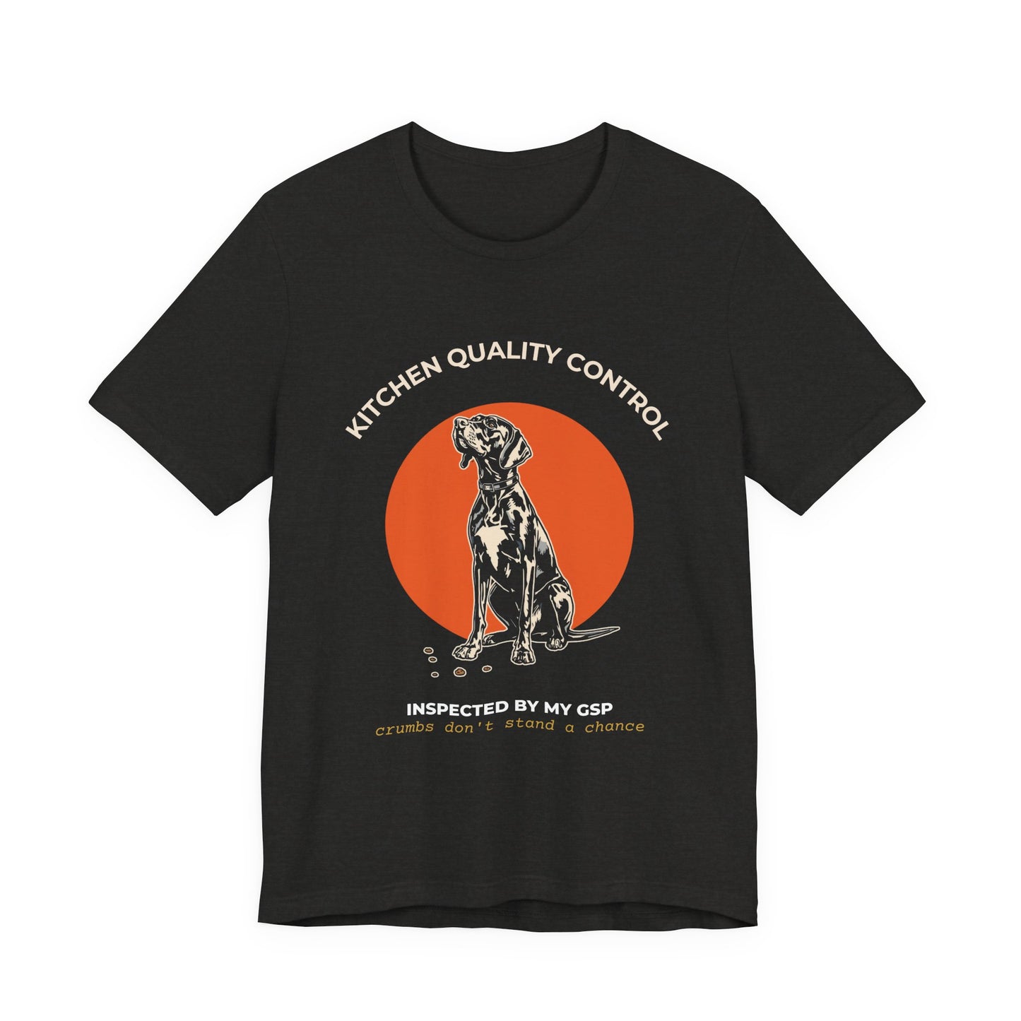 Kitchen Quality Control German Pointer t-shirt — funny GSP kitchen tee on Bella+Canvas 3001, view 12
