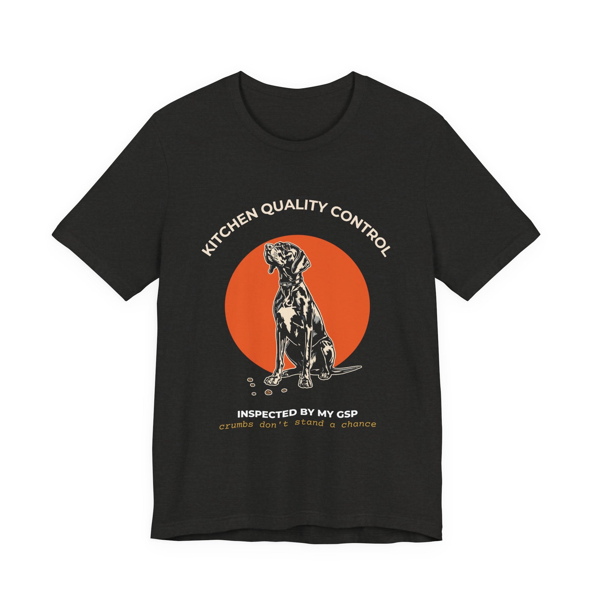 Kitchen Quality Control German Pointer t-shirt — funny GSP kitchen tee on Bella+Canvas 3001, view 12