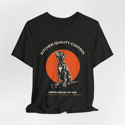 Kitchen Quality Control German Pointer t-shirt — funny GSP kitchen tee on Bella+Canvas 3001, view 15