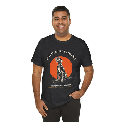 Kitchen Quality Control German Pointer t-shirt — funny GSP kitchen tee on Bella+Canvas 3001, view 17