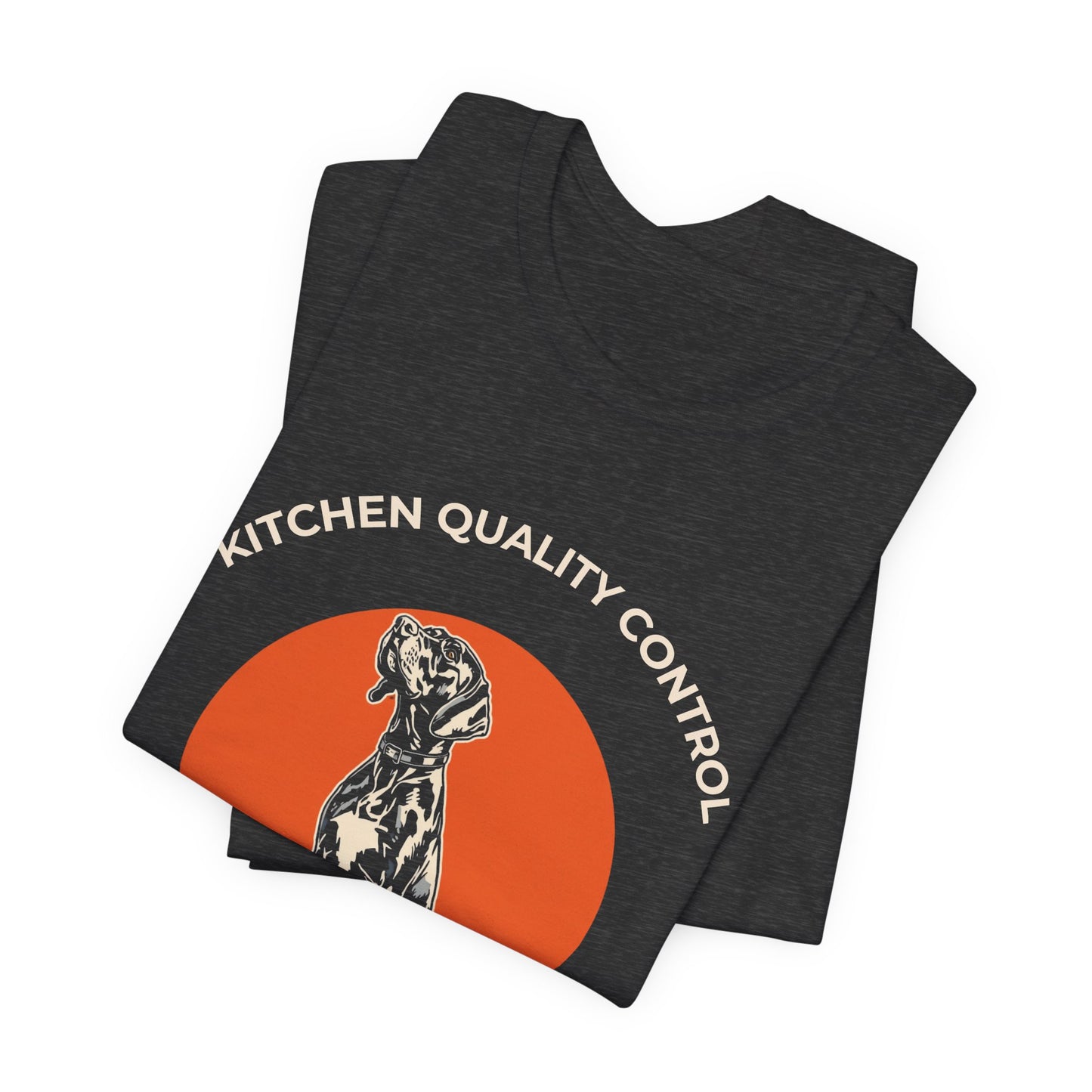 Kitchen Quality Control German Pointer t-shirt — funny GSP kitchen tee on Bella+Canvas 3001, view 20
