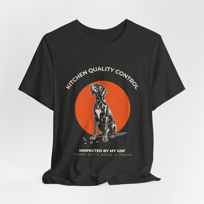 Kitchen Quality Control German Pointer t-shirt — funny GSP kitchen tee on Bella+Canvas 3001, view 21