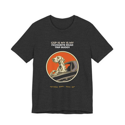German Pointer Road Trip Buddy t-shirt — funny GSP travel tee on Bella+Canvas 3001, view 18