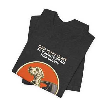 German Pointer Road Trip Buddy t-shirt — funny GSP travel tee on Bella+Canvas 3001, view 20