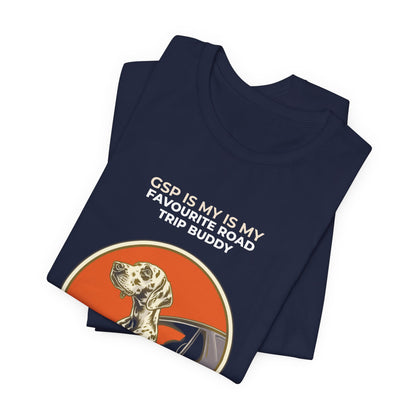 German Pointer Road Trip Buddy t-shirt — funny GSP travel tee on Bella+Canvas 3001, view 26