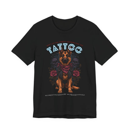 German Shepherd Biker Ink Shop t-shirt - black - flat lay