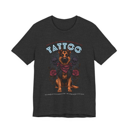 German Shepherd Biker Ink Shop t-shirt - design detail 2