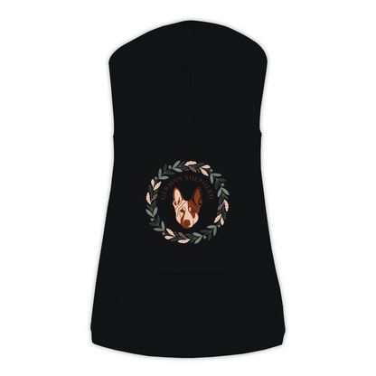 German Shepherd dog hoodie in Black — boho-inspired print on cosy fleece pullover, size 3XL