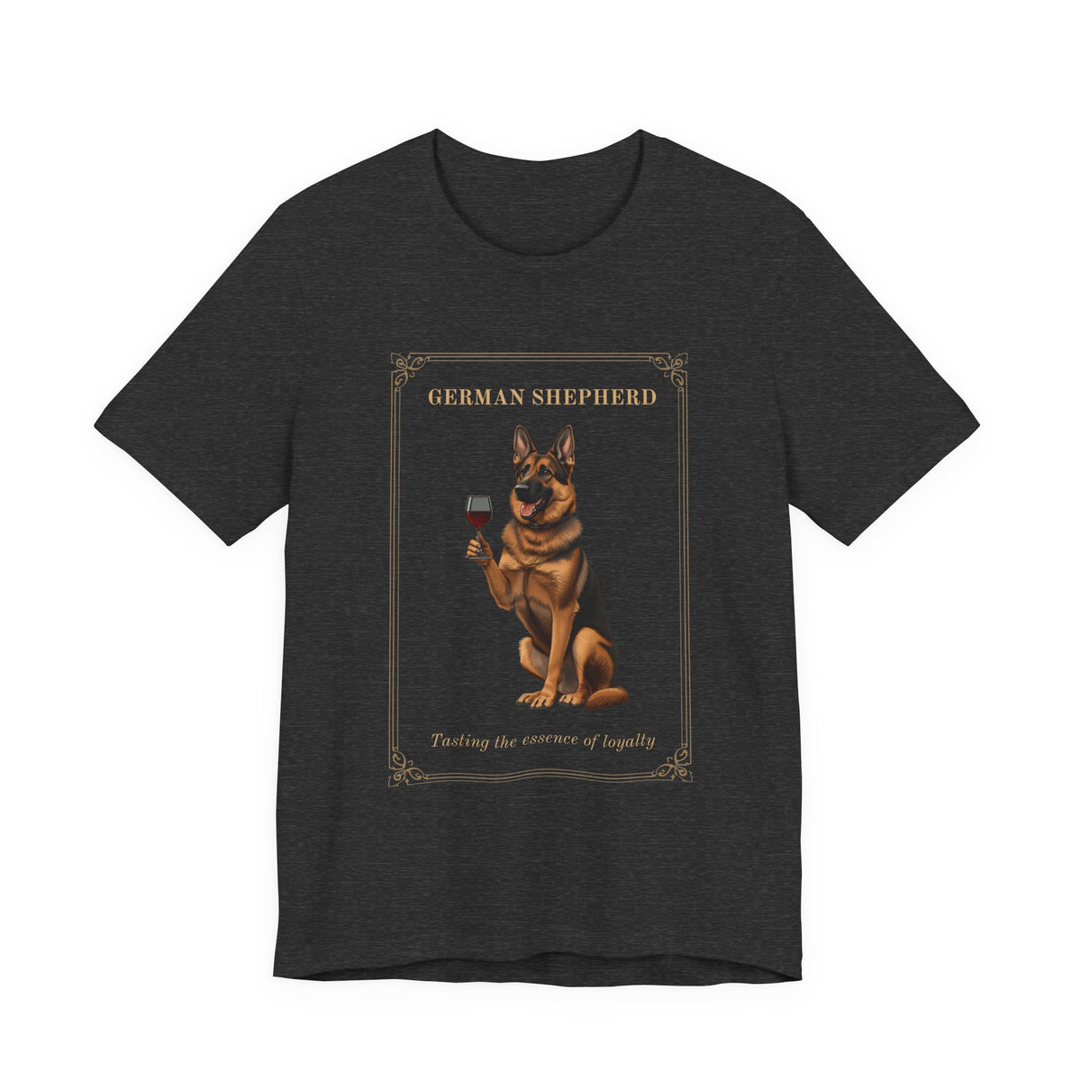 German Shepherd Breed Sommelier T-Shirt - Black Heather - Side View