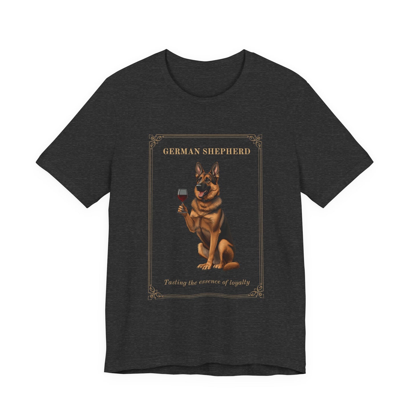 German Shepherd Breed Sommelier T-Shirt - Black Heather - Side View