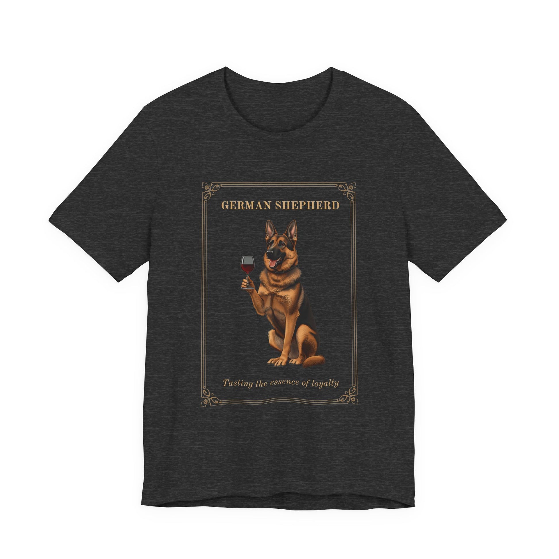 German Shepherd Breed Sommelier T-Shirt - Black Heather - Side View