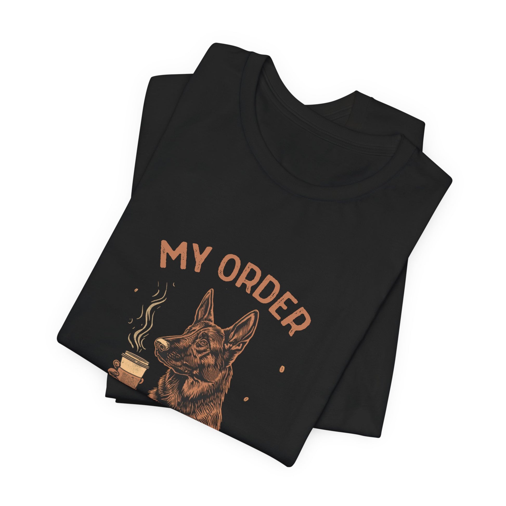 German Shepherd Café Order T-Shirt – Dark Grey Heather – Back View