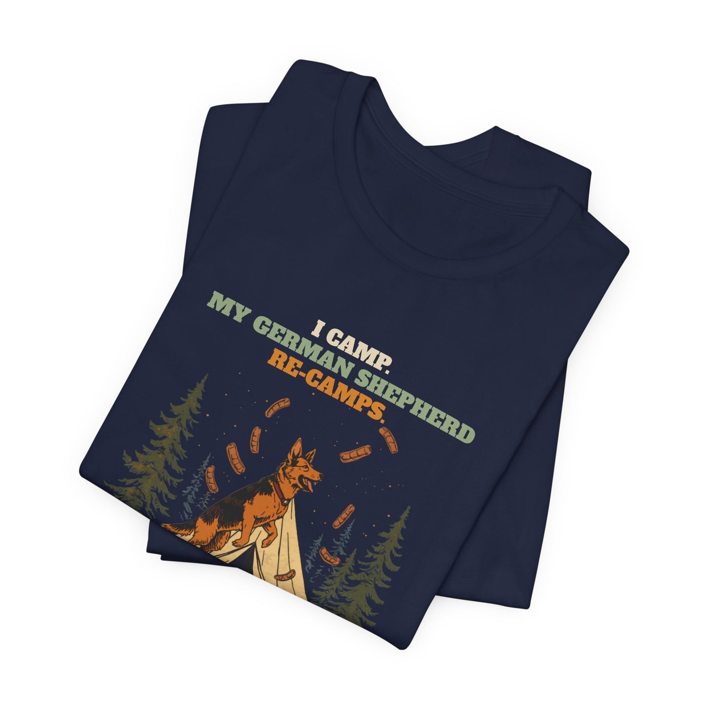 German Shepherd camping tee full design view