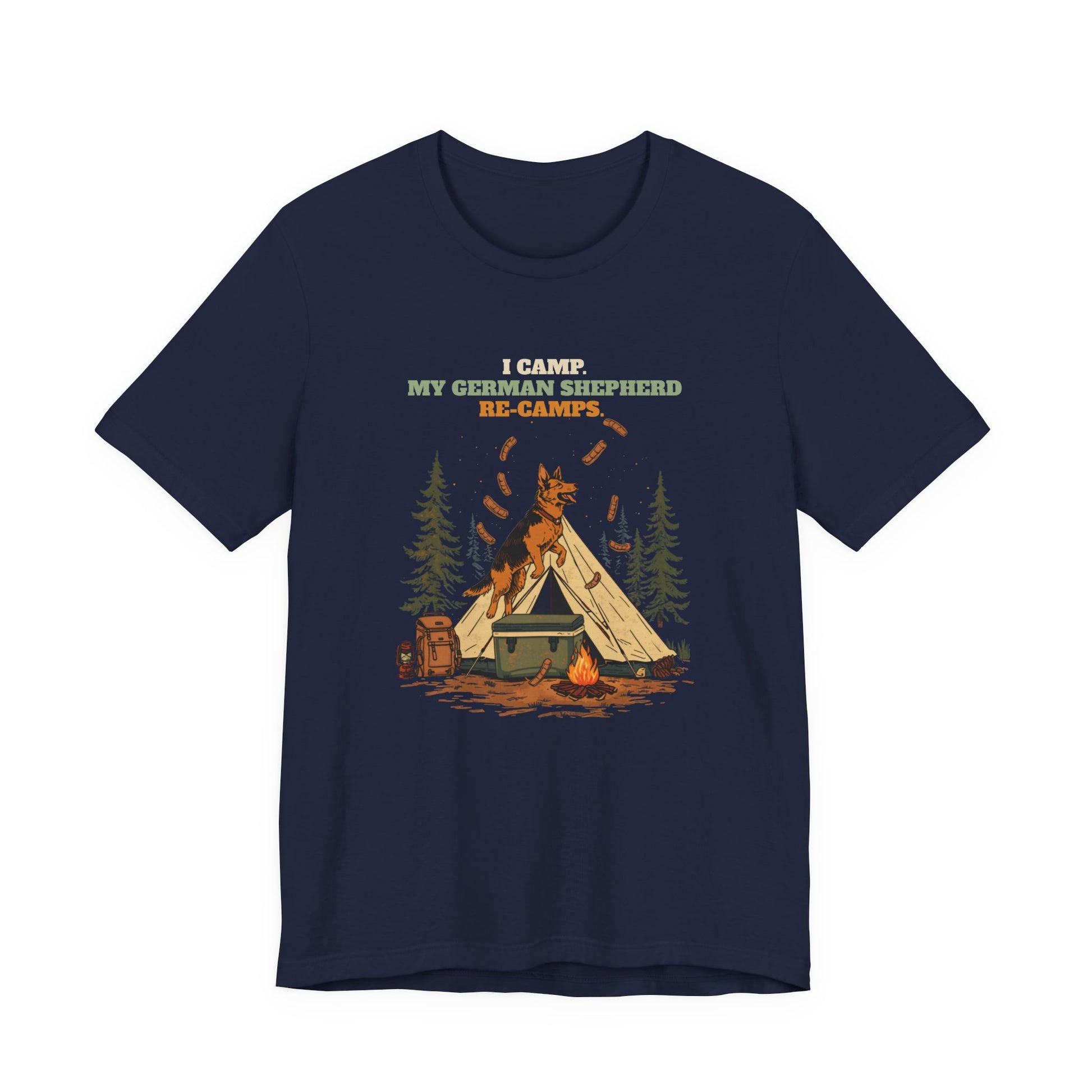 German Shepherd camping tee lifestyle shot two