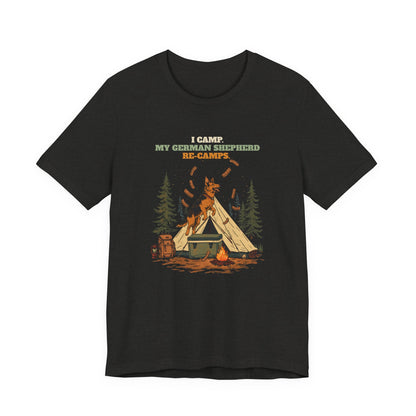 German Shepherd camping t-shirt Black colourway