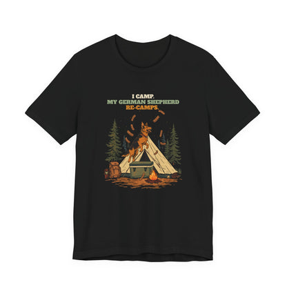 German Shepherd camping t-shirt colour option