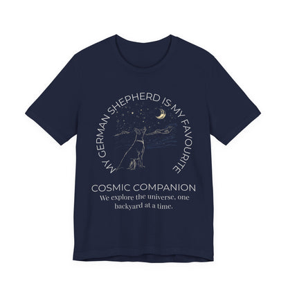 German Shepherd Cosmic Companion T-Shirt lifestyle photo