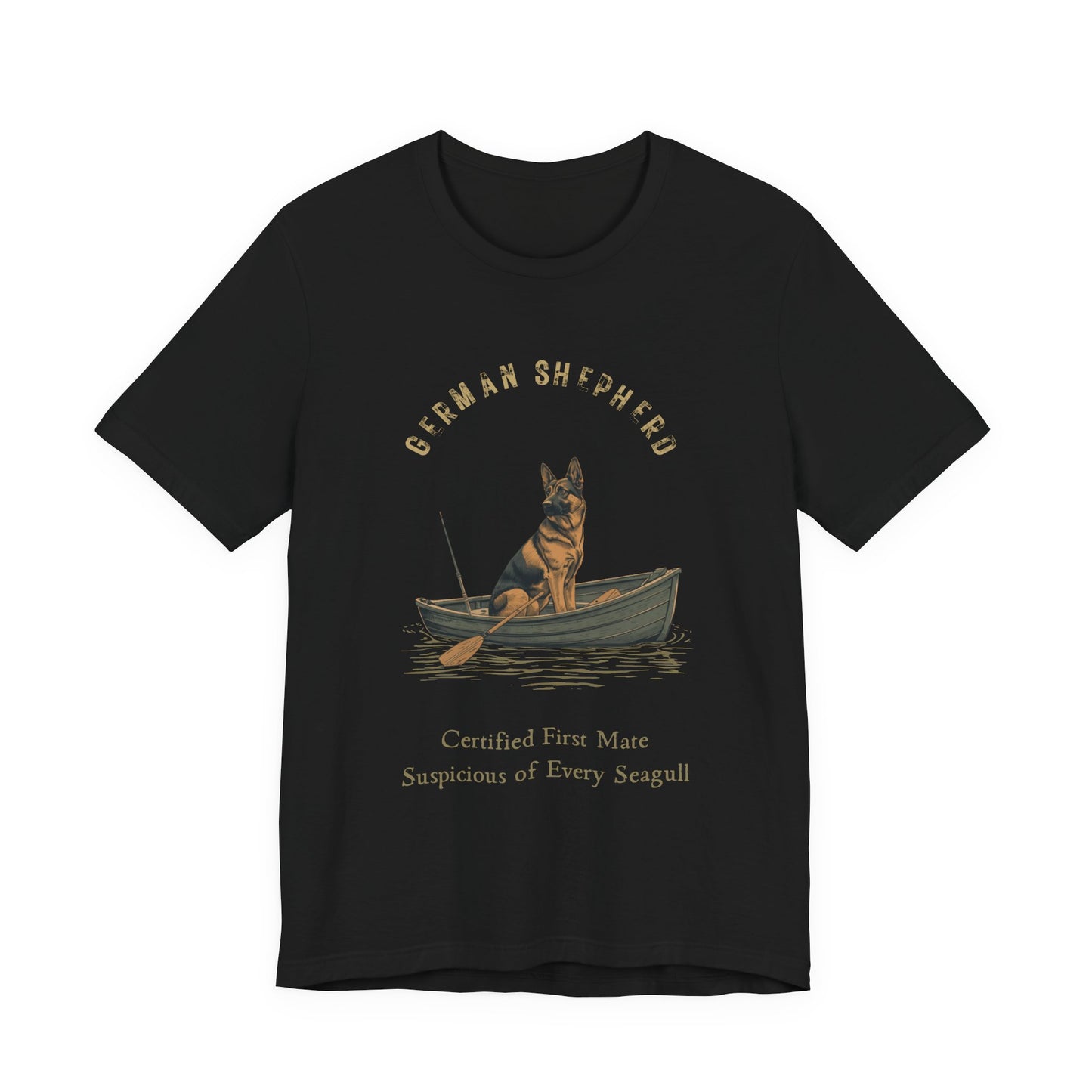 German Shepherd Fishing Buddy t-shirt, back view