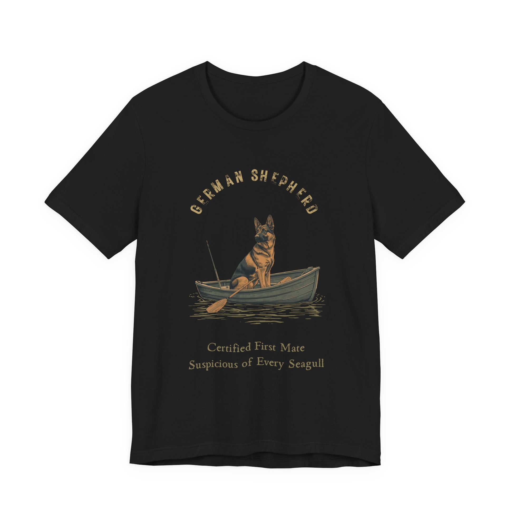 German Shepherd Fishing Buddy t-shirt, back view