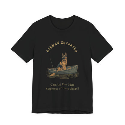German Shepherd Fishing Buddy t-shirt, back view