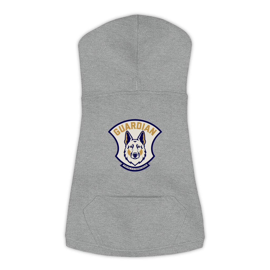 German Shepherd guardian patch hoodie in granite heather, side view
