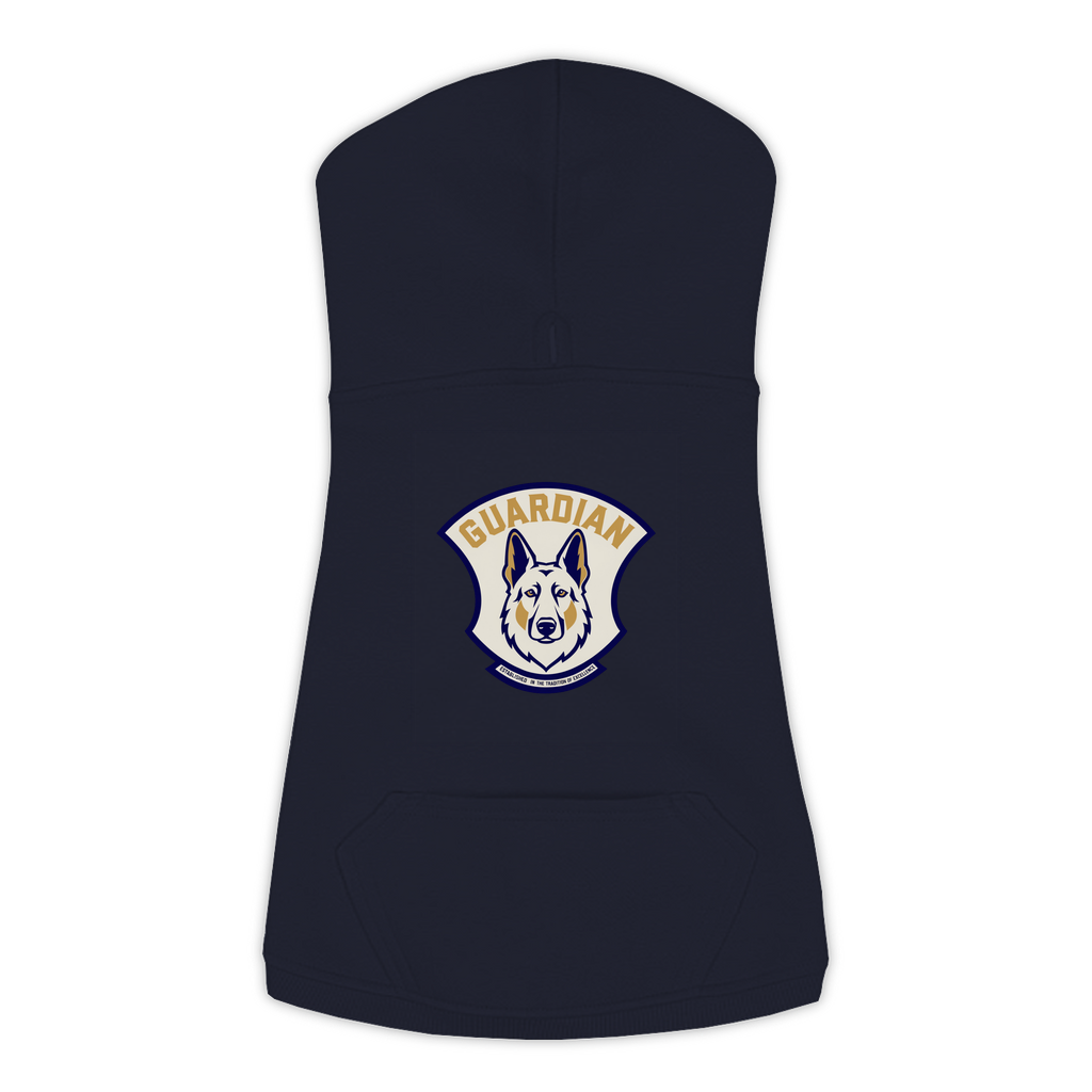 German Shepherd guardian patch hoodie in navy, side view