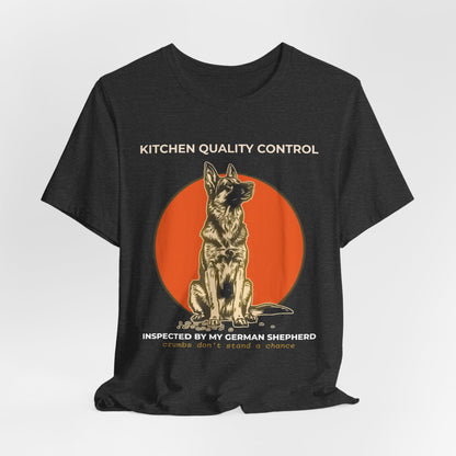 Kitchen Quality Control German Shepherd t-shirt — funny GSD kitchen tee on Bella+Canvas 3001, view 13