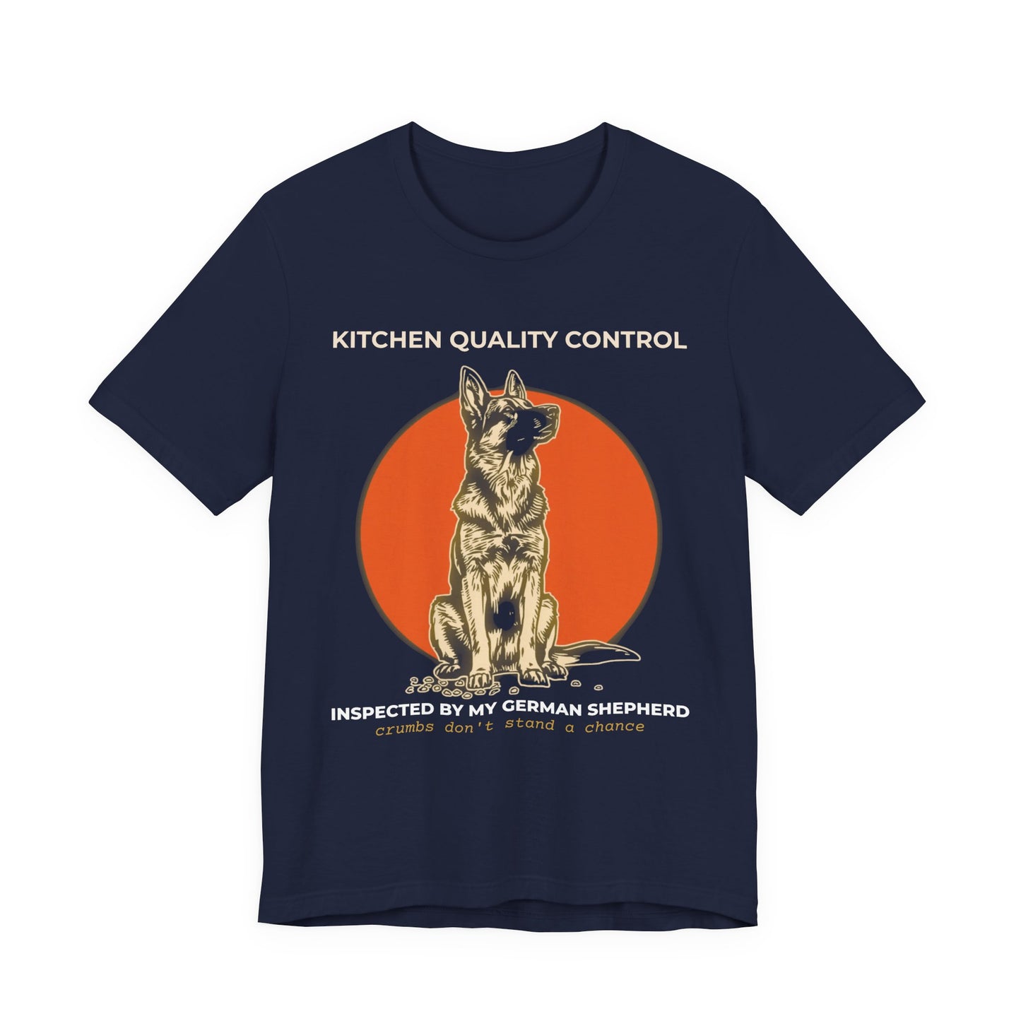 Kitchen Quality Control German Shepherd t-shirt — funny GSD kitchen tee on Bella+Canvas 3001, view 4