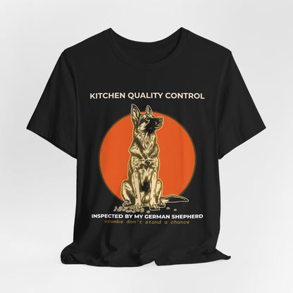 Kitchen Quality Control German Shepherd t-shirt — funny GSD kitchen tee on Bella+Canvas 3001, view 7