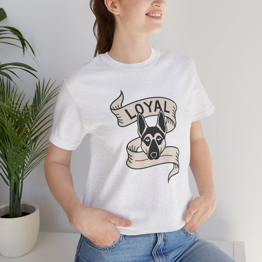 German Shepherd Loyal Ribbon t-shirt in ash, front view