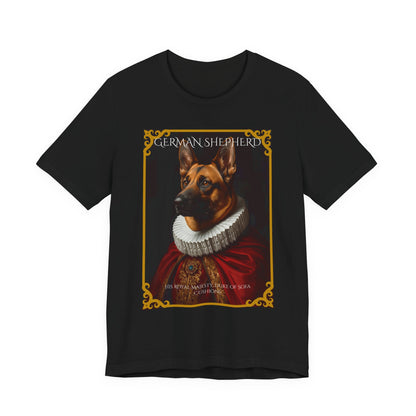Flat lay of the German Shepherd Renaissance portrait t-shirt