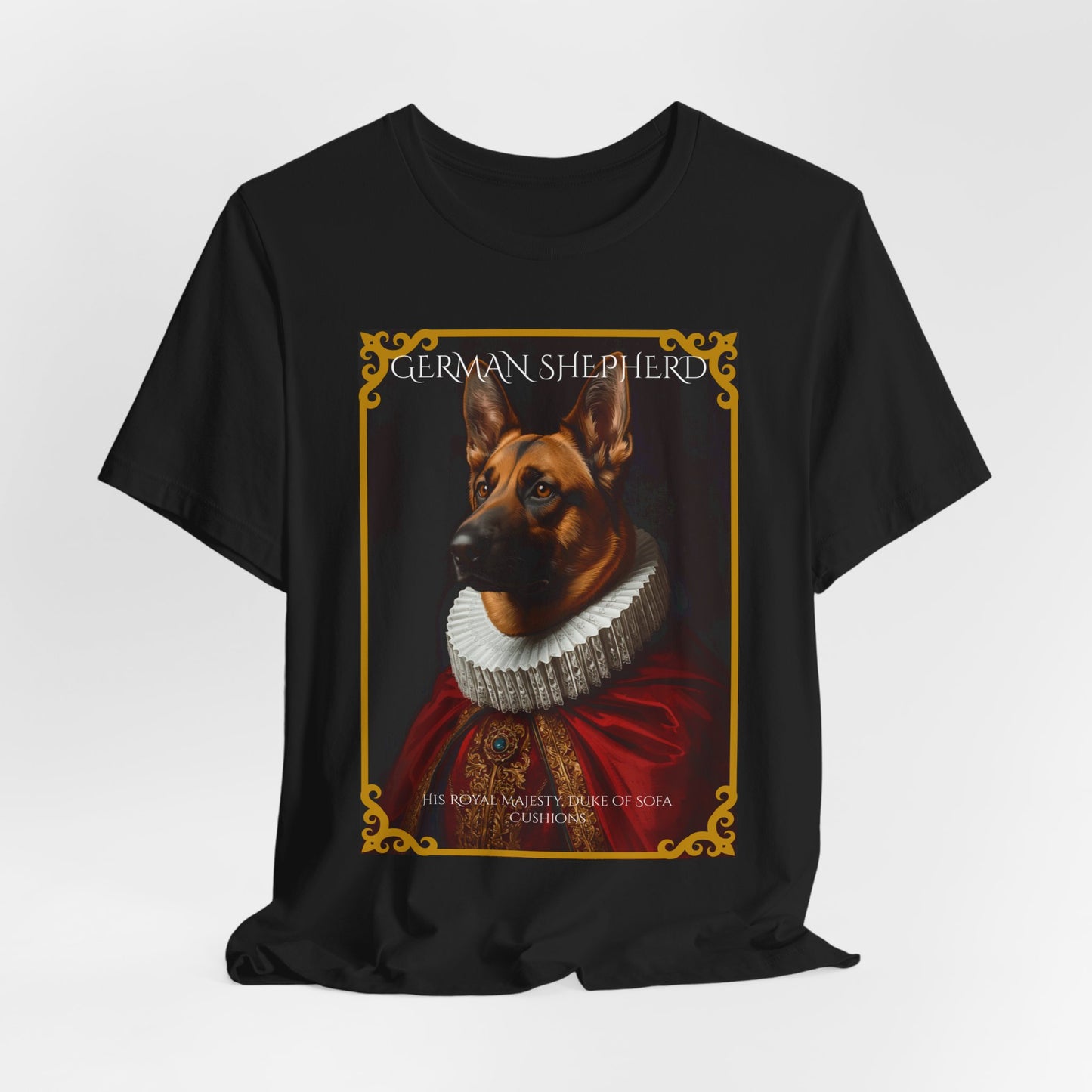 German Shepherd Renaissance portrait t-shirt folded flat