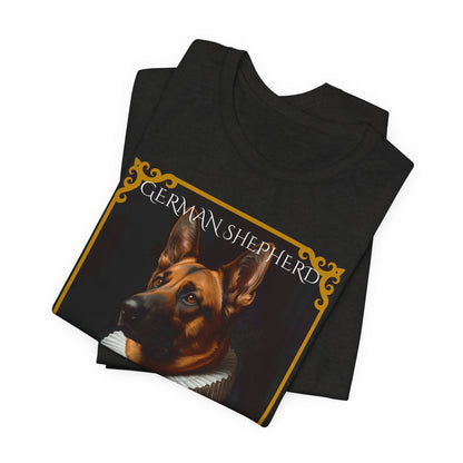 German Shepherd Renaissance portrait t-shirt worn casually