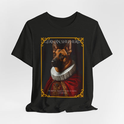 Lifestyle photo of the German Shepherd Renaissance portrait tee
