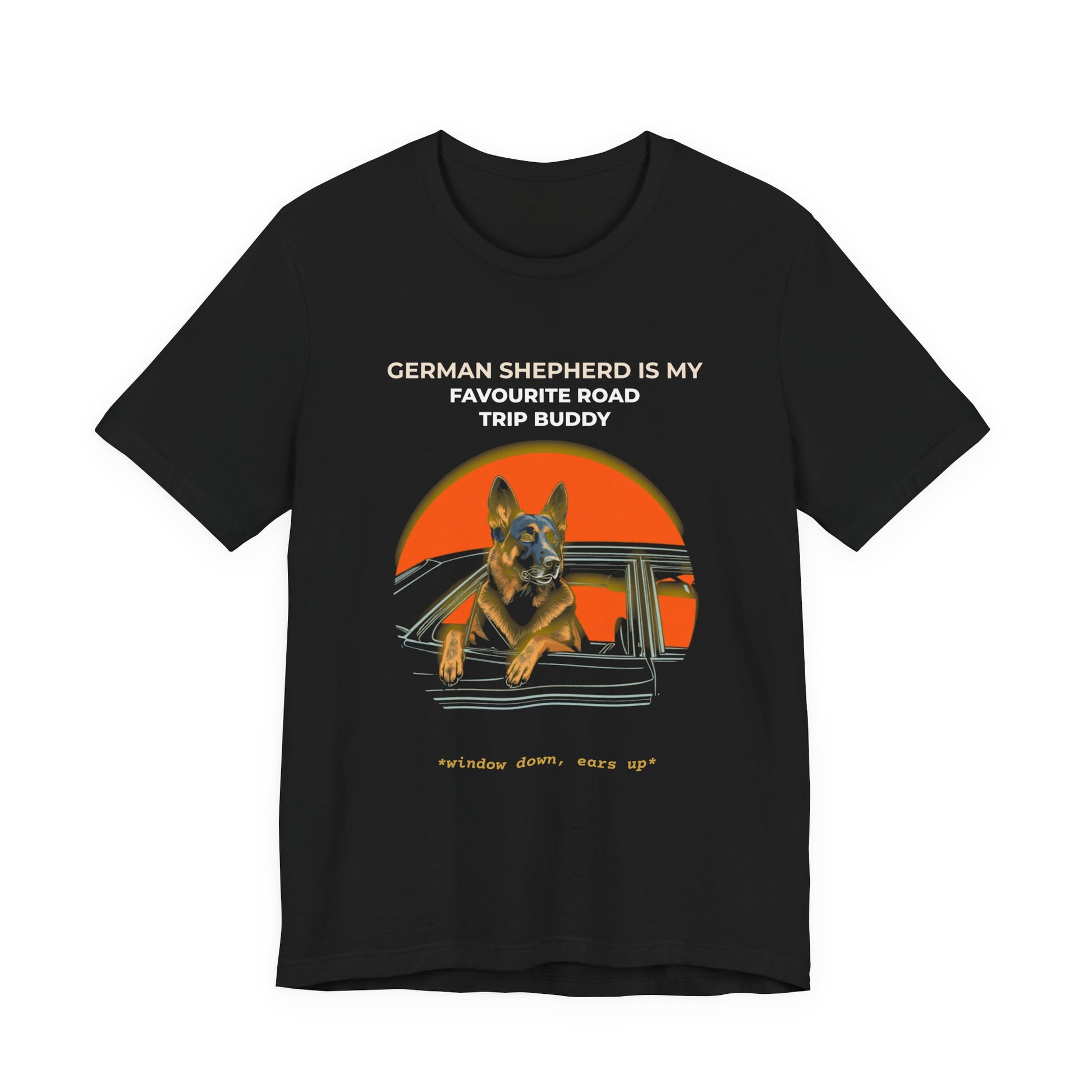 German Shepherd Road Trip Buddy t-shirt — funny GSD travel tee on Bella+Canvas 3001, view 6