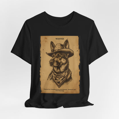 German Shepherd Wanted Outlaw t-shirt folded flat